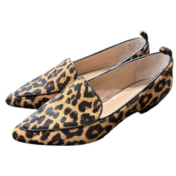 NEW- NWOT Franco Sarto Leopard Calf Hair Loafers Size 7.5M - Picture 2 of 6
